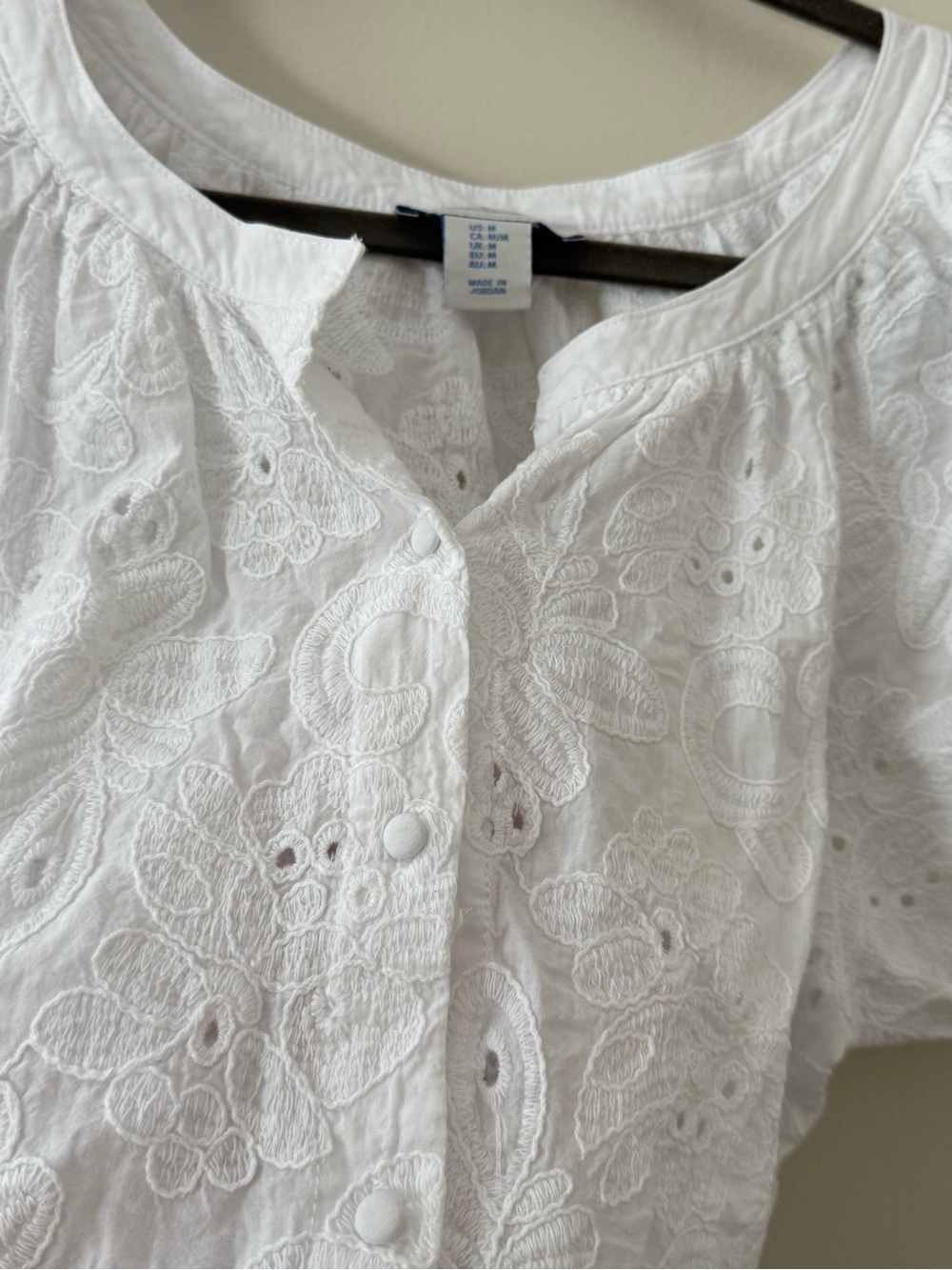 Calypso St. Barth White Eyelet Embroidered Cotton Blouse Size M Beachy Coastal - Picture 8 of 10